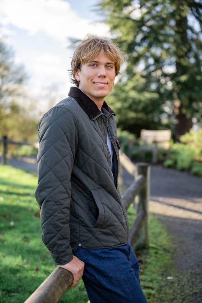 senior guy at bellevue botanical garden in fall