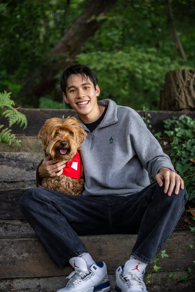kirkland high school senior boy with dog