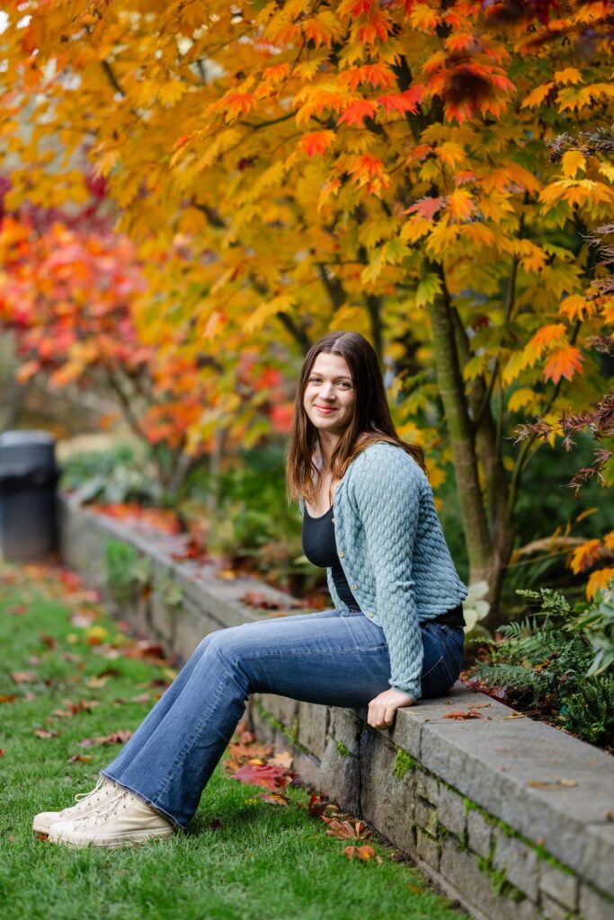 fall leaves seattle park high school senior girl