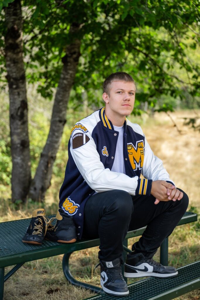 senior guy wrestler and football player