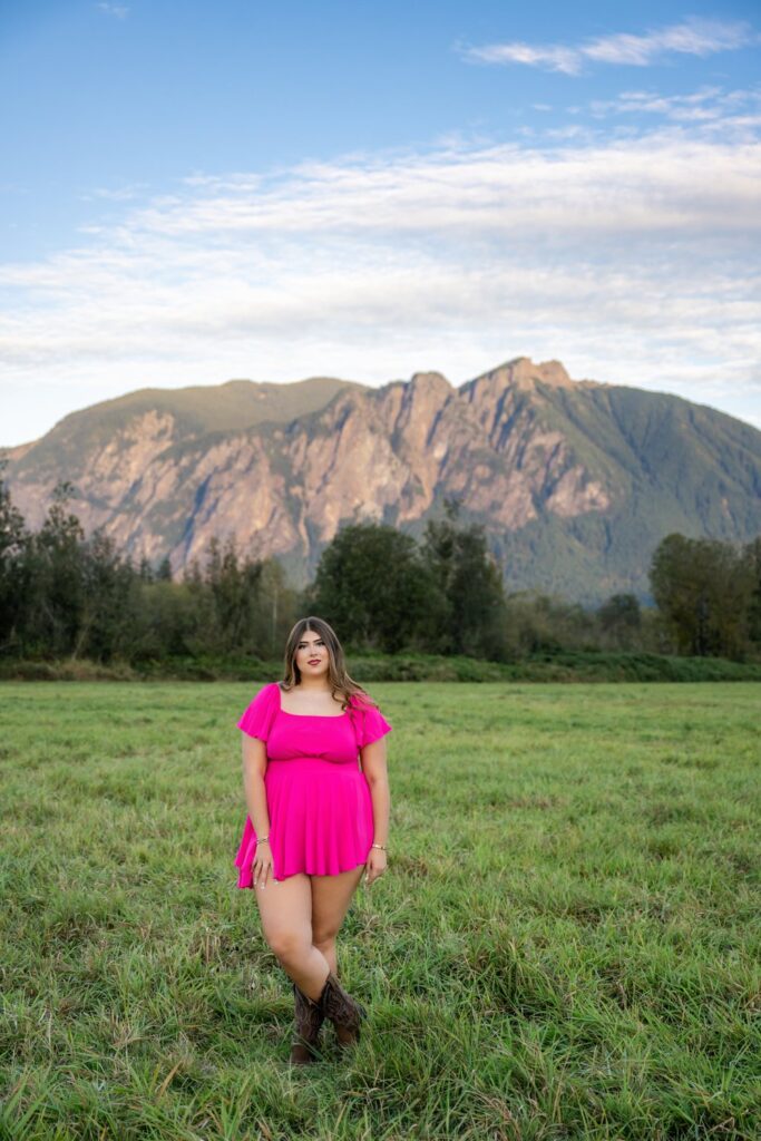 teen with bright pink dress mount si