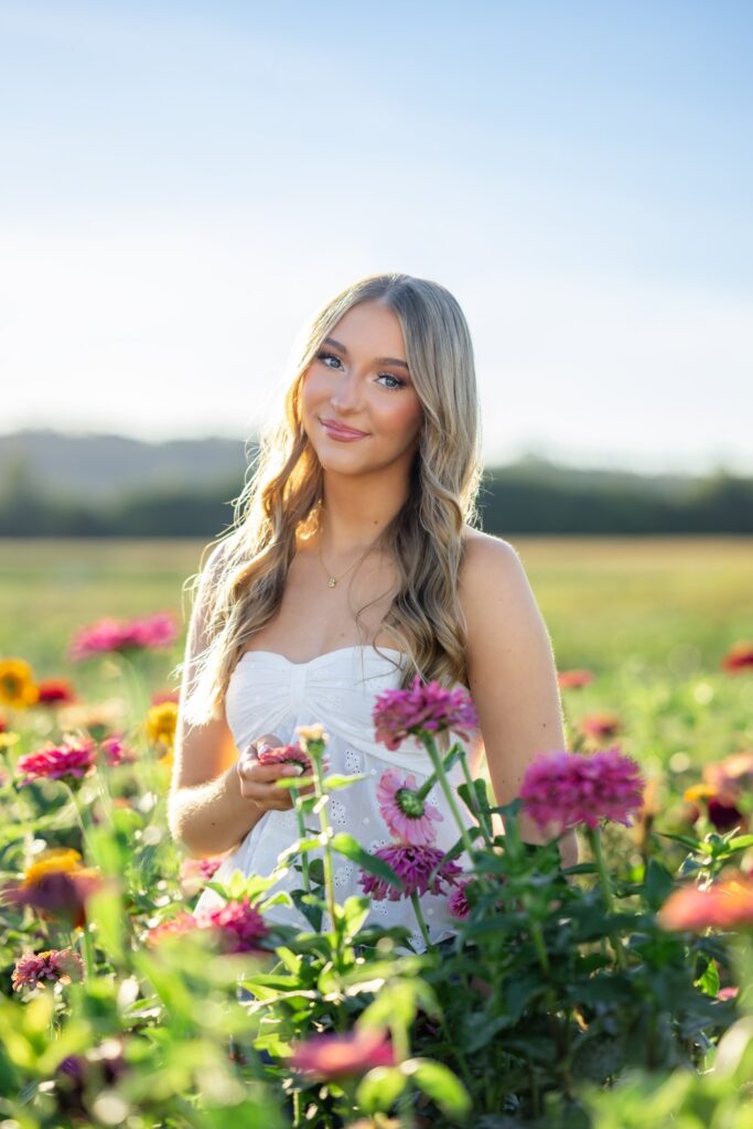high school senior girl flower farm