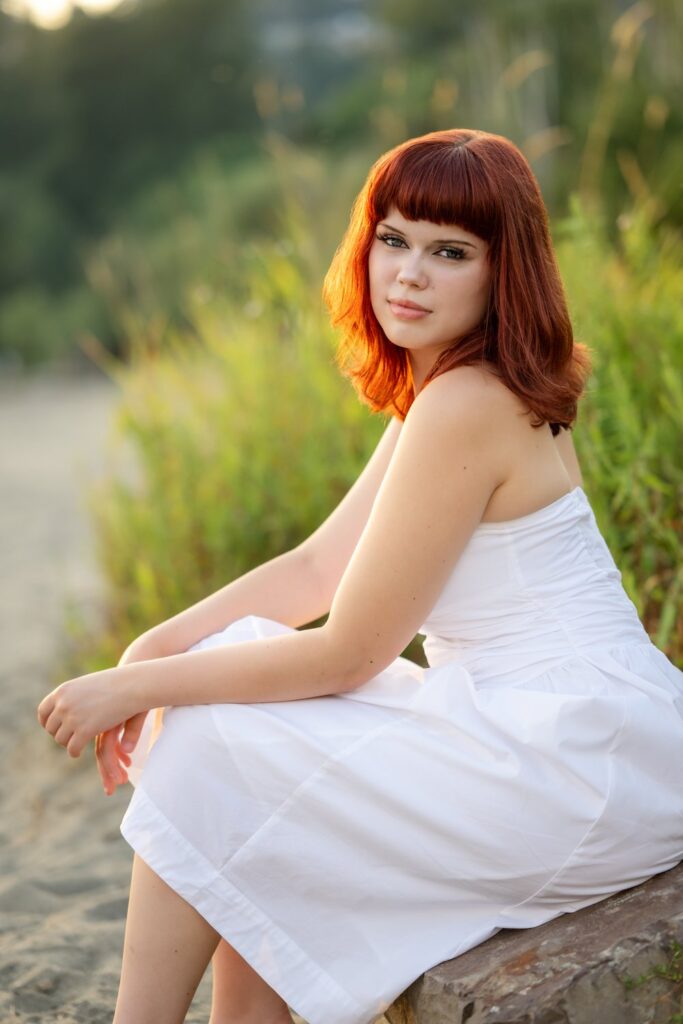 senior girl on beach at juanita bay