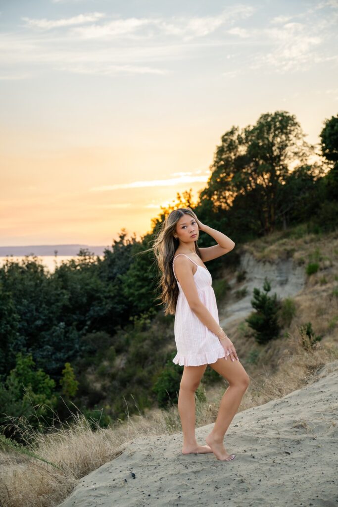 high school girl pink dress discovery park