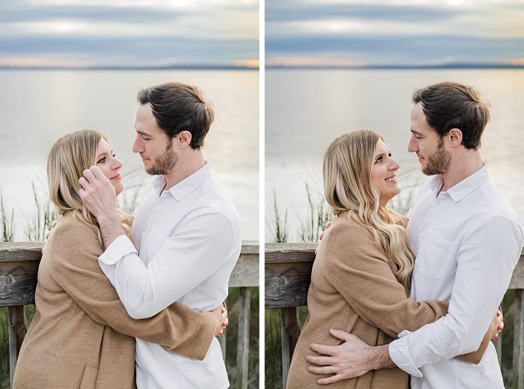 winter waterfront engaged couple seattle
