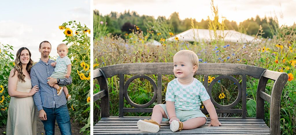family flower patch baby portrait