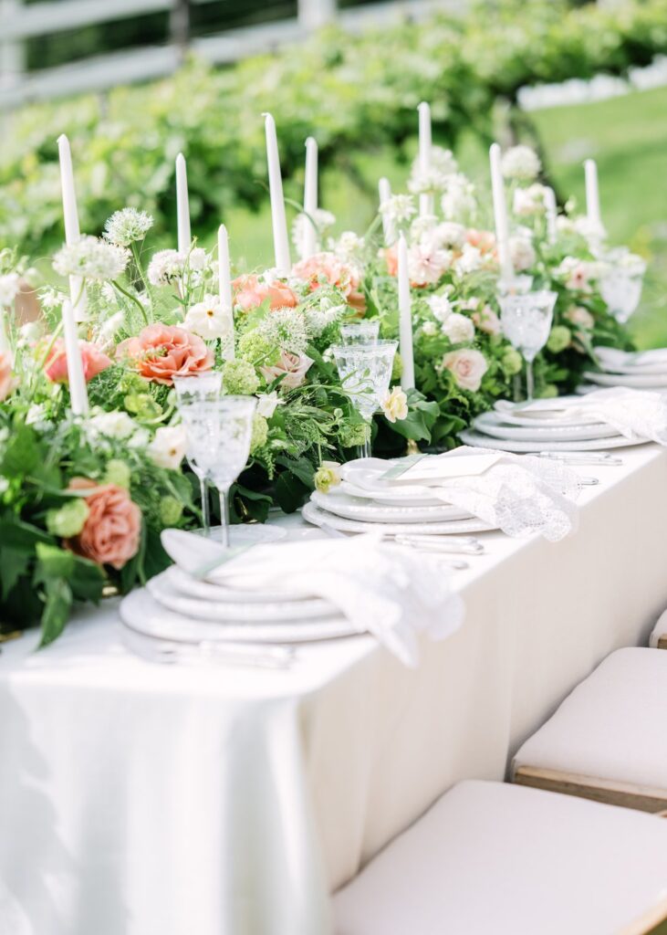 garden wedding table florals