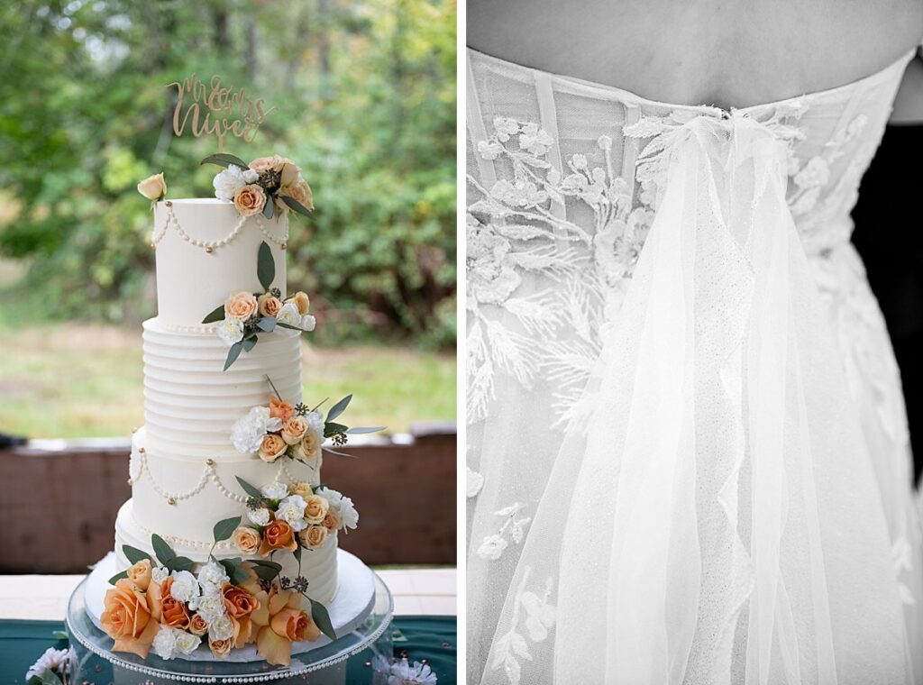 details wedding day dress cake