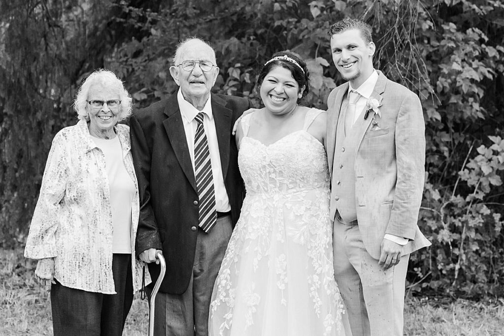 wedding day couple with grandparents seattle