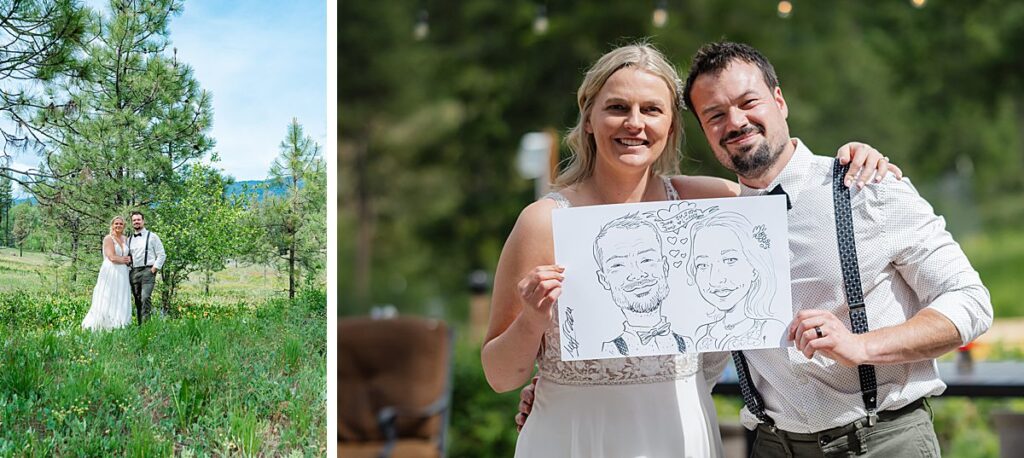 bride and groom caricature
