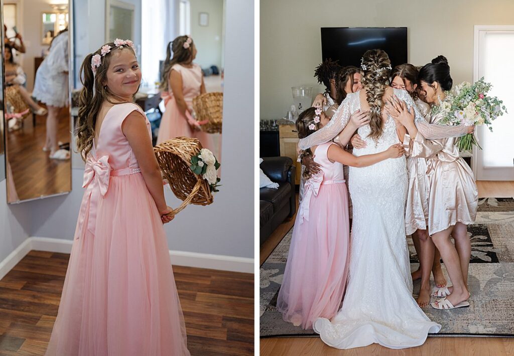 flower girl and bridesmaids