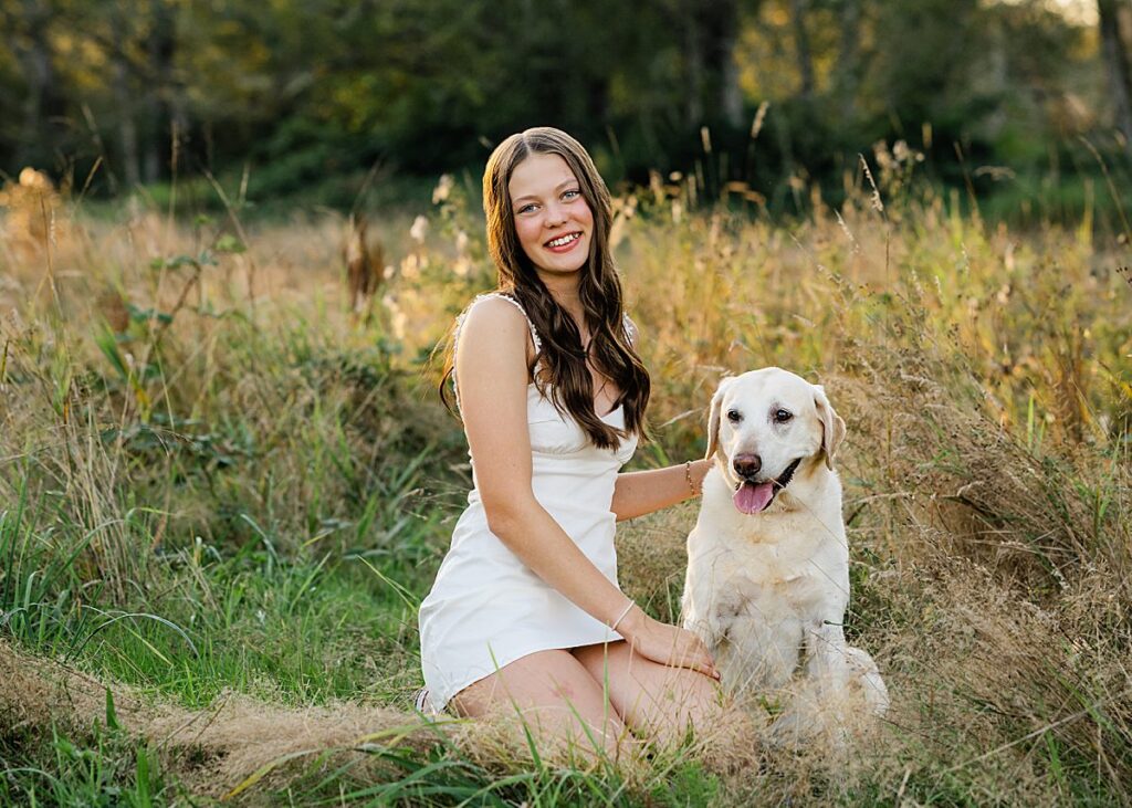 high school senior with dog