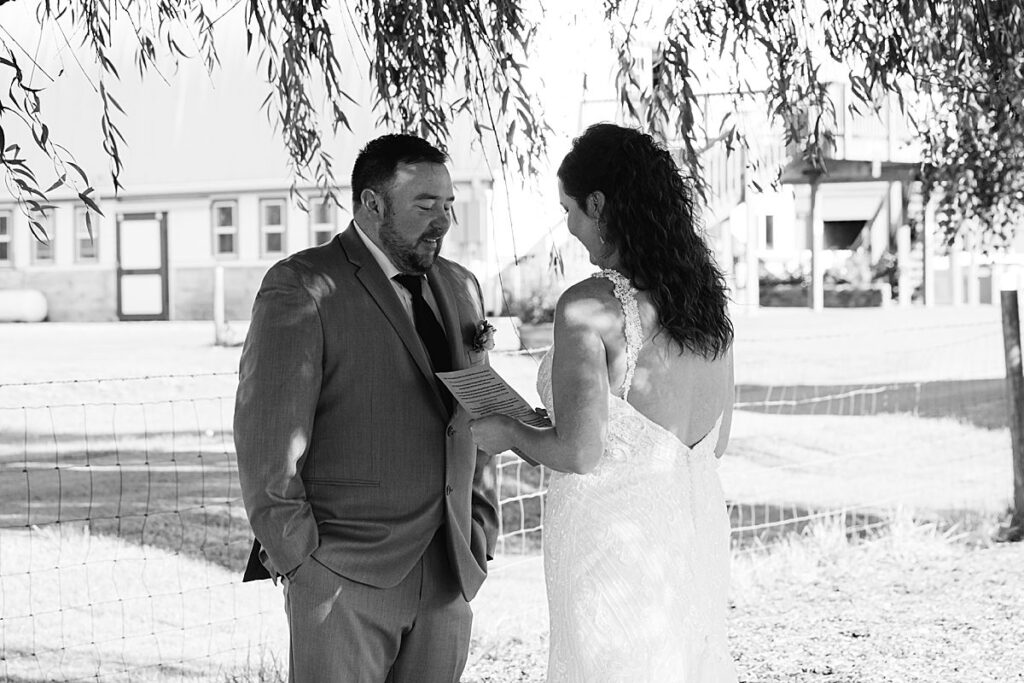 bride and groom first look