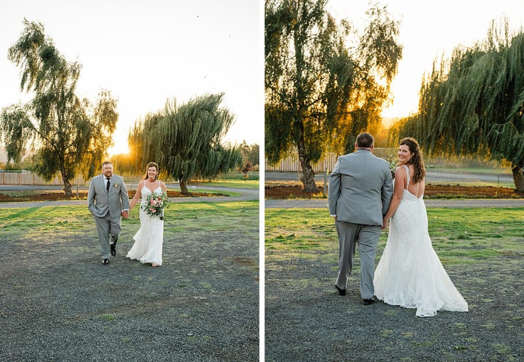 bride and groom sunset photos