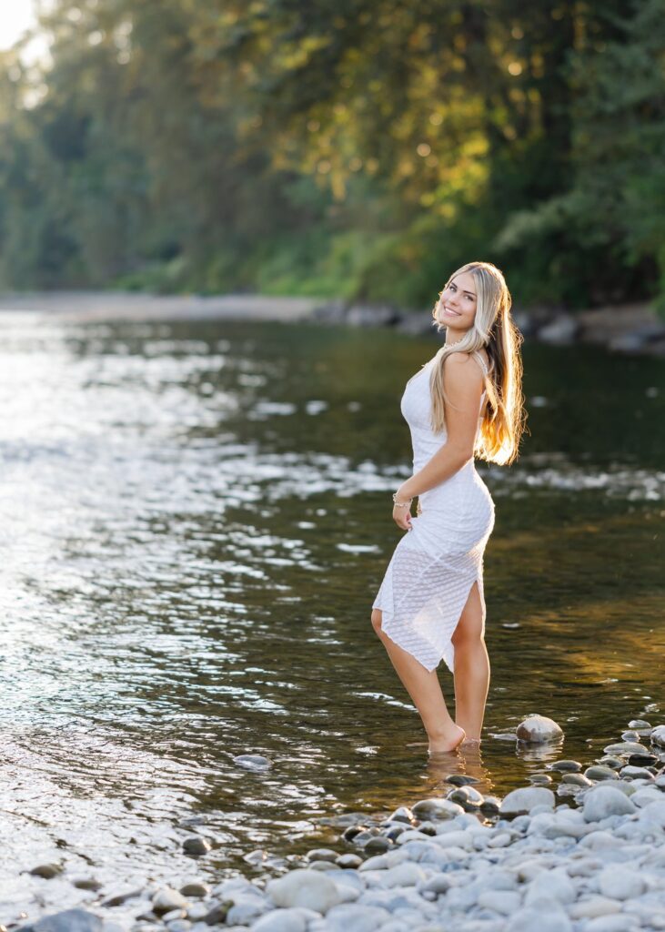 high school senior white dress