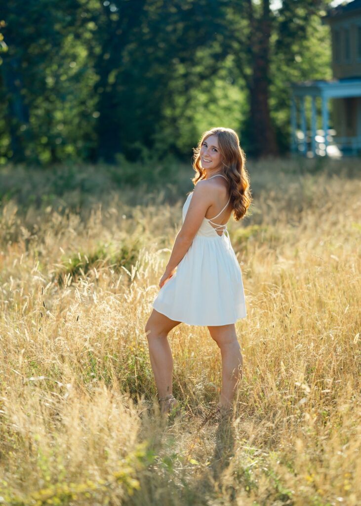 high school senior white dress