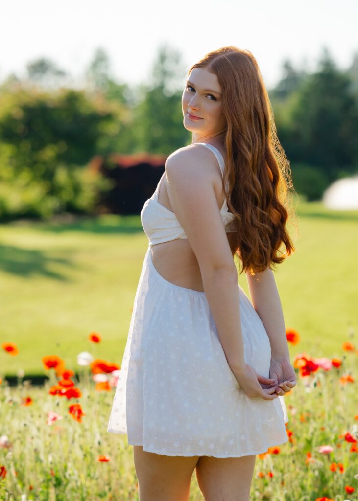 high school senior white dress