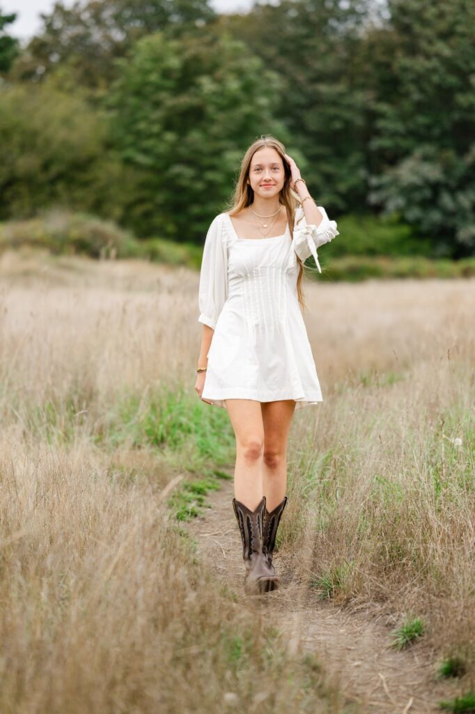 high school senior white dress