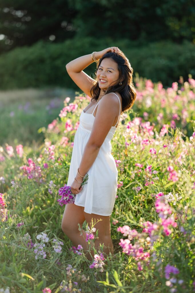 high school senior white dress