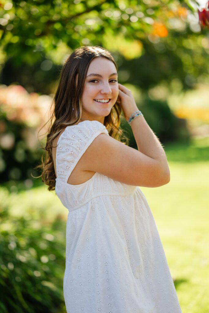 high school senior white dress