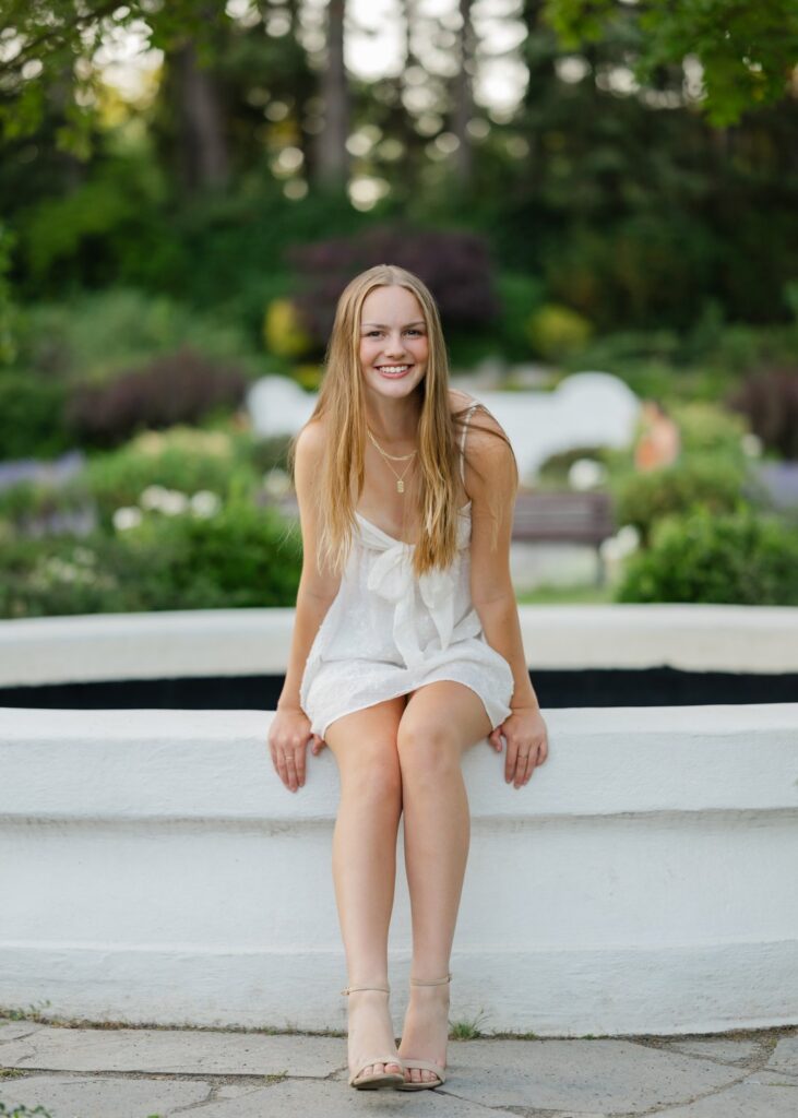 high school senior white dress