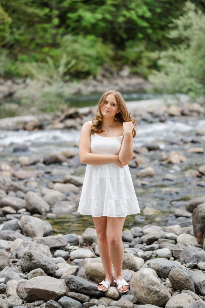 high school senior white dress