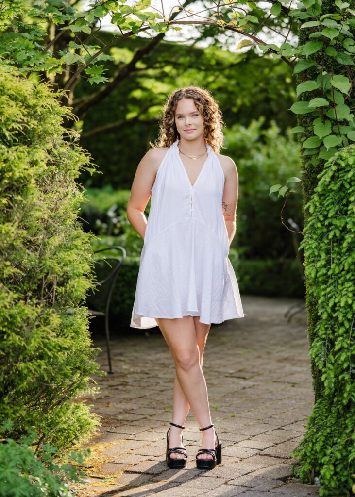 high school senior white dress