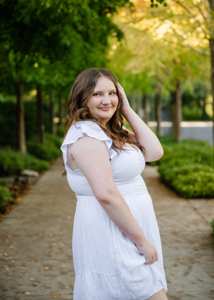 high school senior white dress