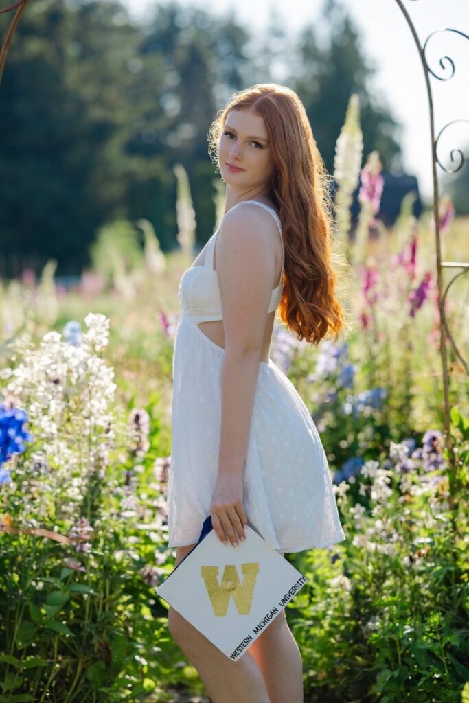 high school senior white dress