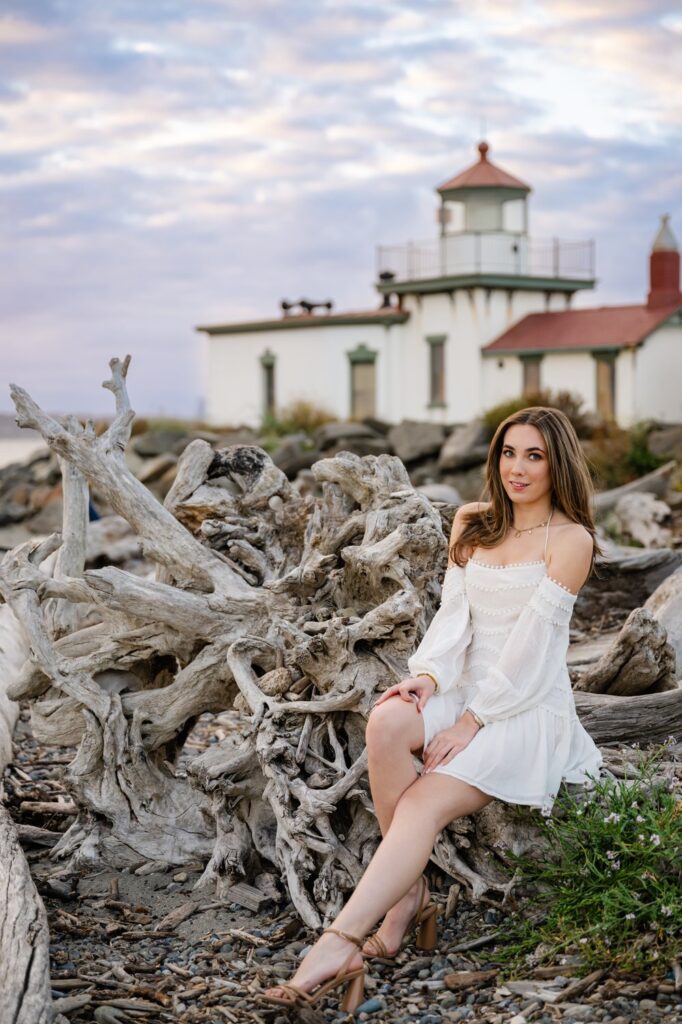 high school senior white dress