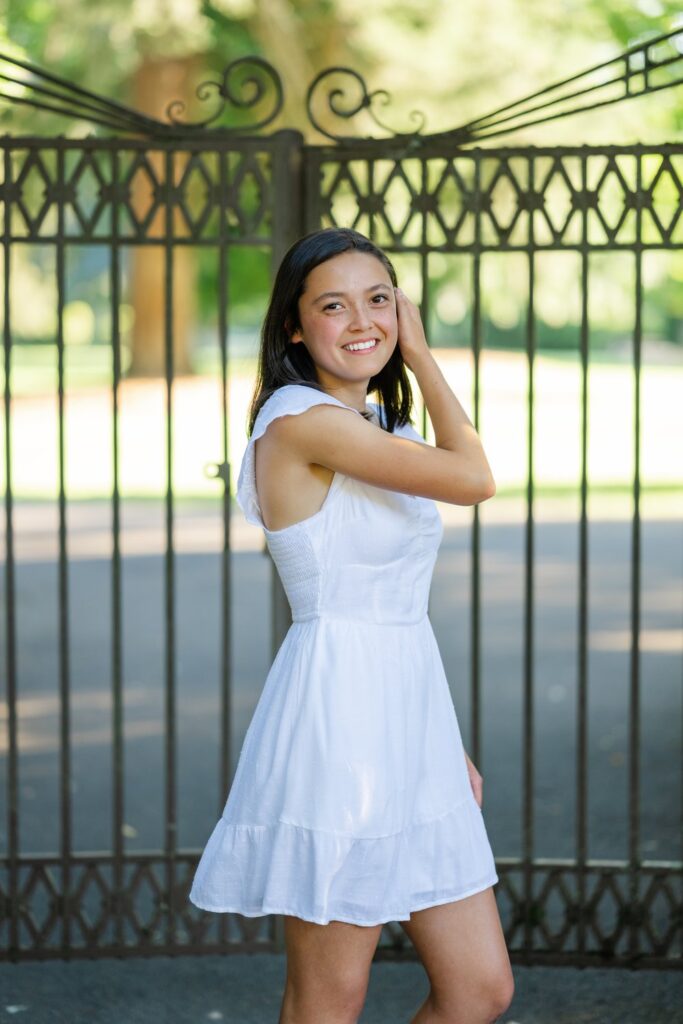 high school senior white dress