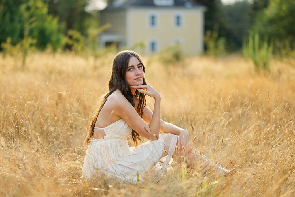 senior portraits wheat field