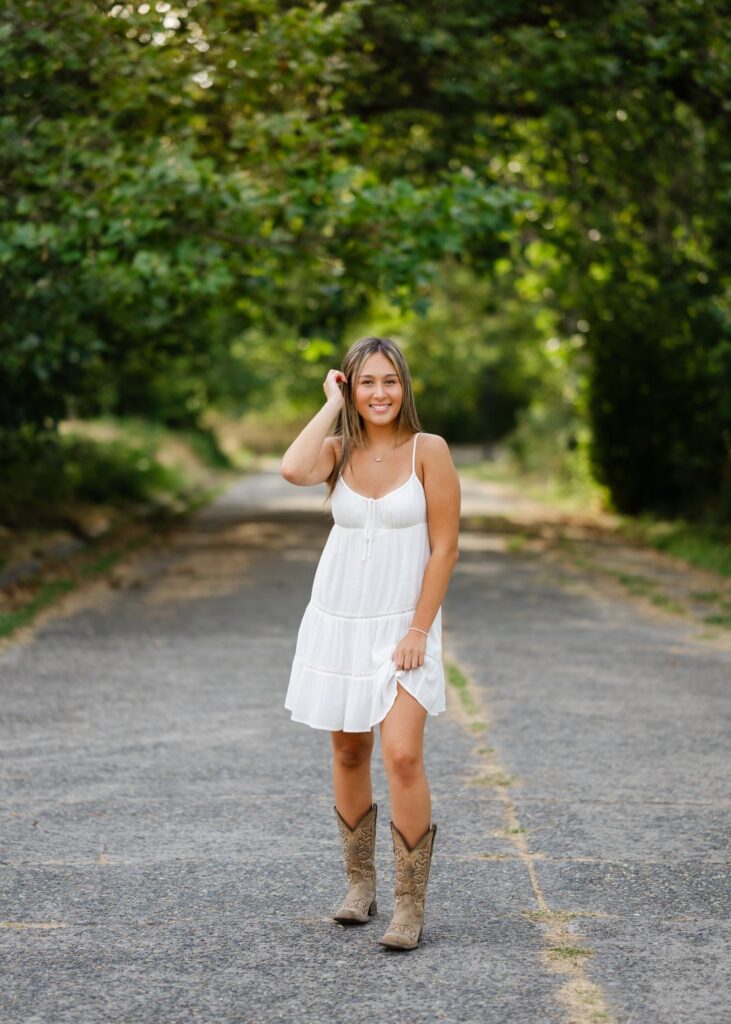 high school senior white dress