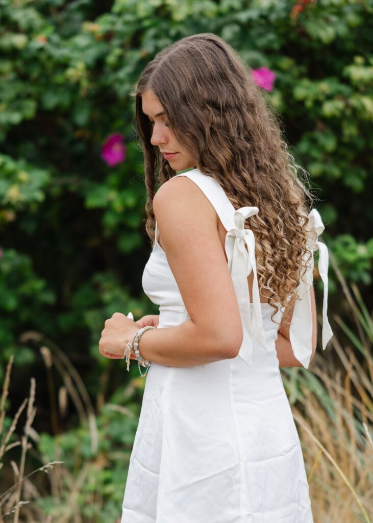 high school senior white dress