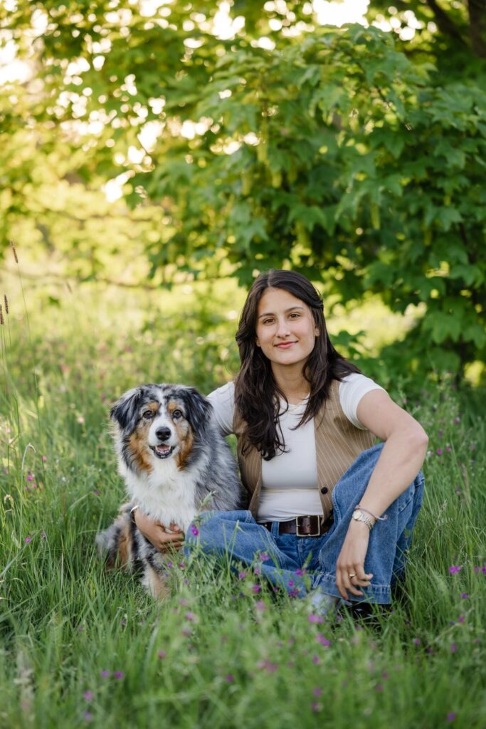 high school senior and dog