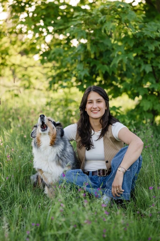 senior girl with dog