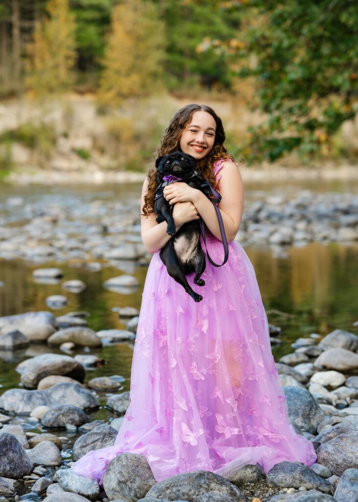 senior girl and dog