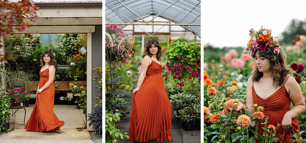 flower farm senior portrait