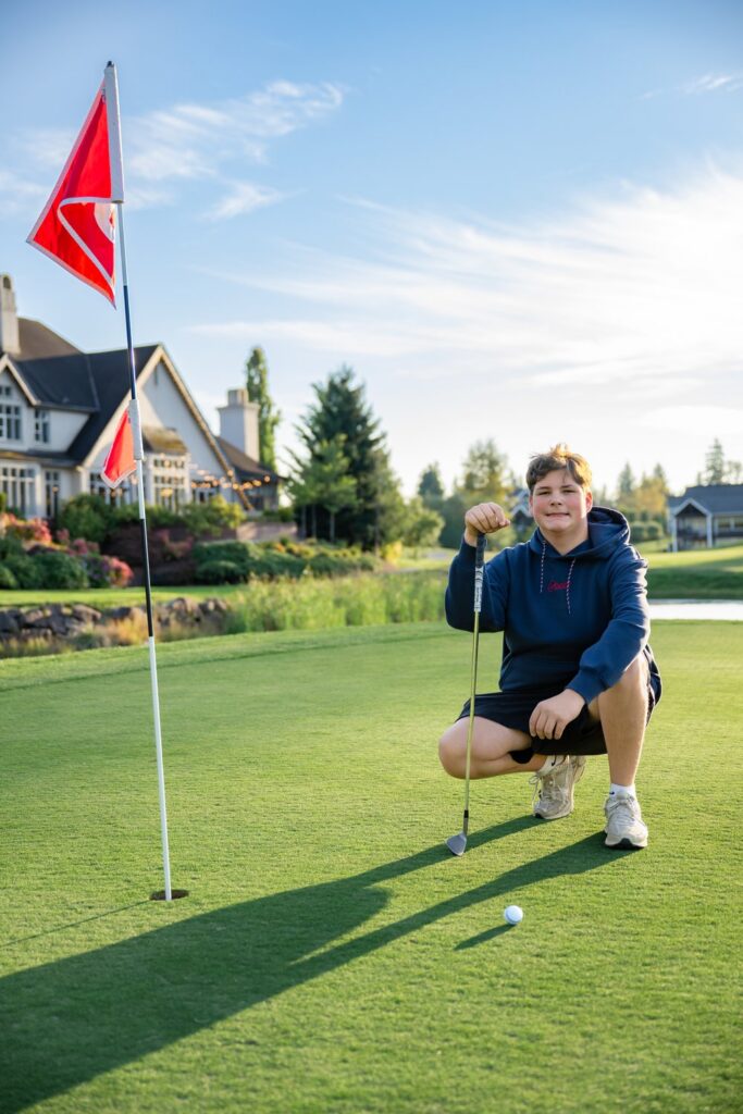 monroe senior boy at golf course