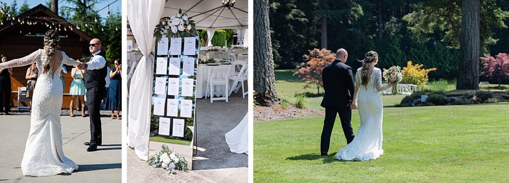 bride and groom at garden wedding venue in washington state summer
