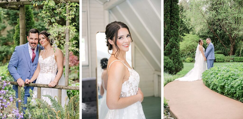 bride and groom garden wedding in snohomish
