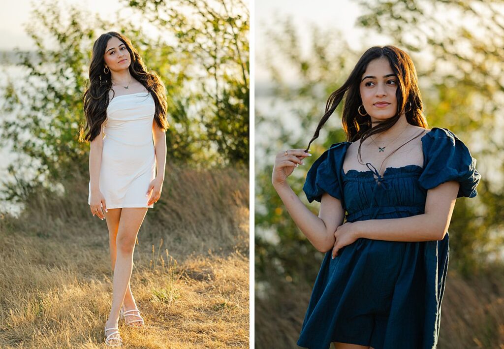 issaquah high school senior at discovery park in summer dresses
