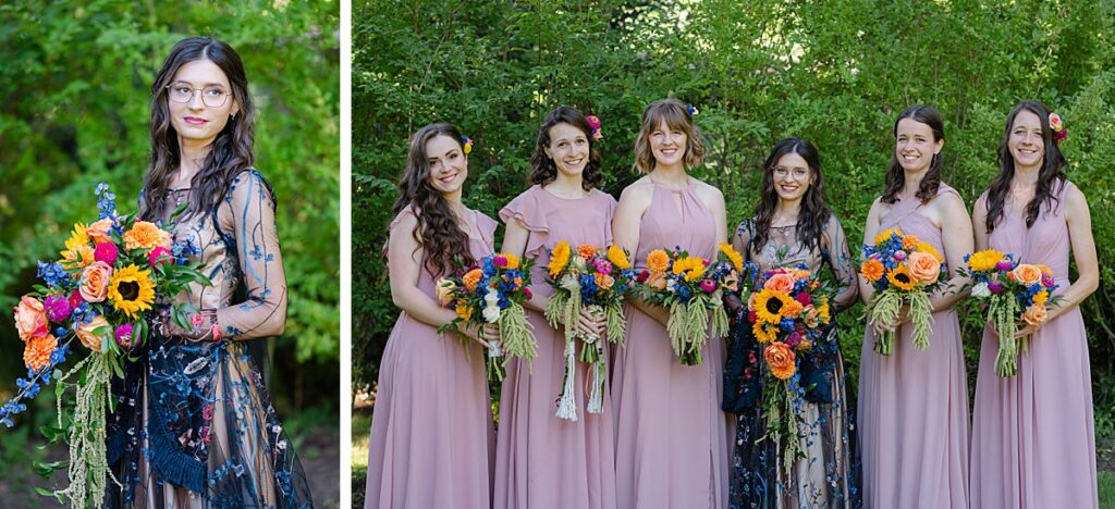 snoqualmie washington forest wedding bridesmaids and bride