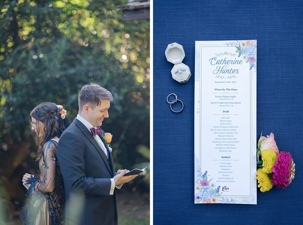 evergreen meadows wedding venue bride and groom private vows