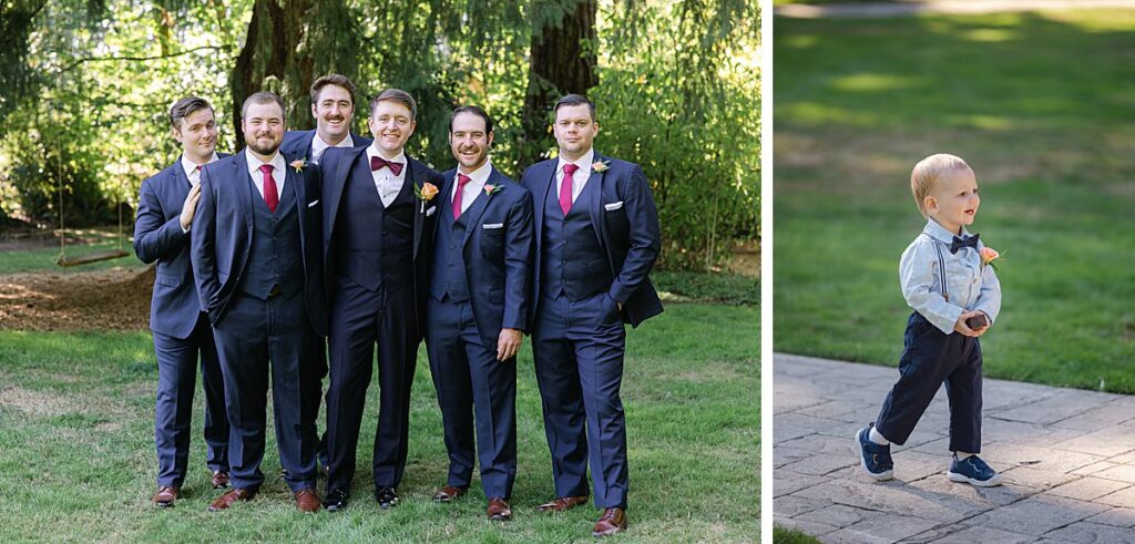 ring bearer and groomsmen outdoor wedding venue pnw