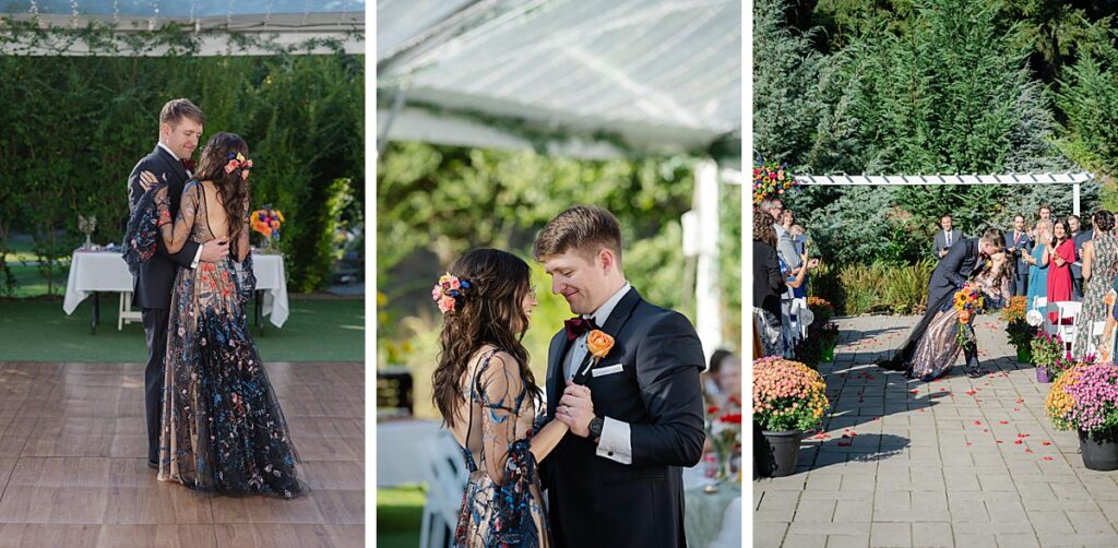 ceremony and first dance at pacific northwest outdoor wedding venue