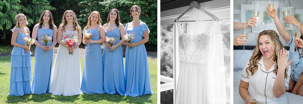 bride and bridesmaids getting ready for a summer Washington wedding 