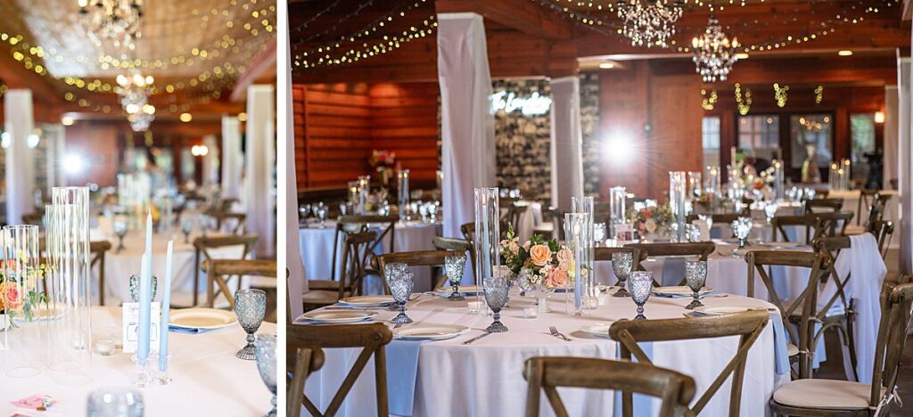 Trinity Tree Farm barn wedding venue in Issaquah, Washington table settings for reception