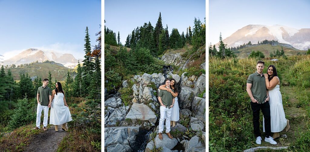 adventure engagement photoshoot rainier national park fall