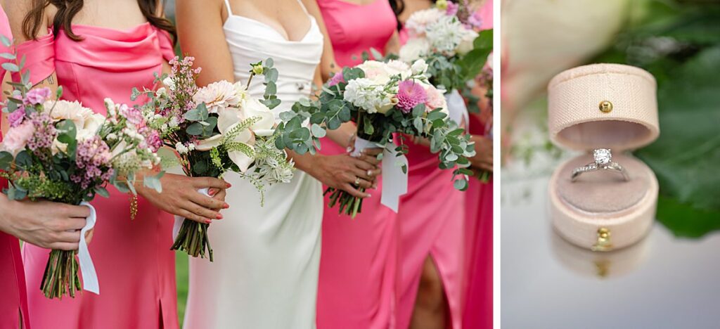 bright pink bridesmaid dresses for Snoqualmie wedding